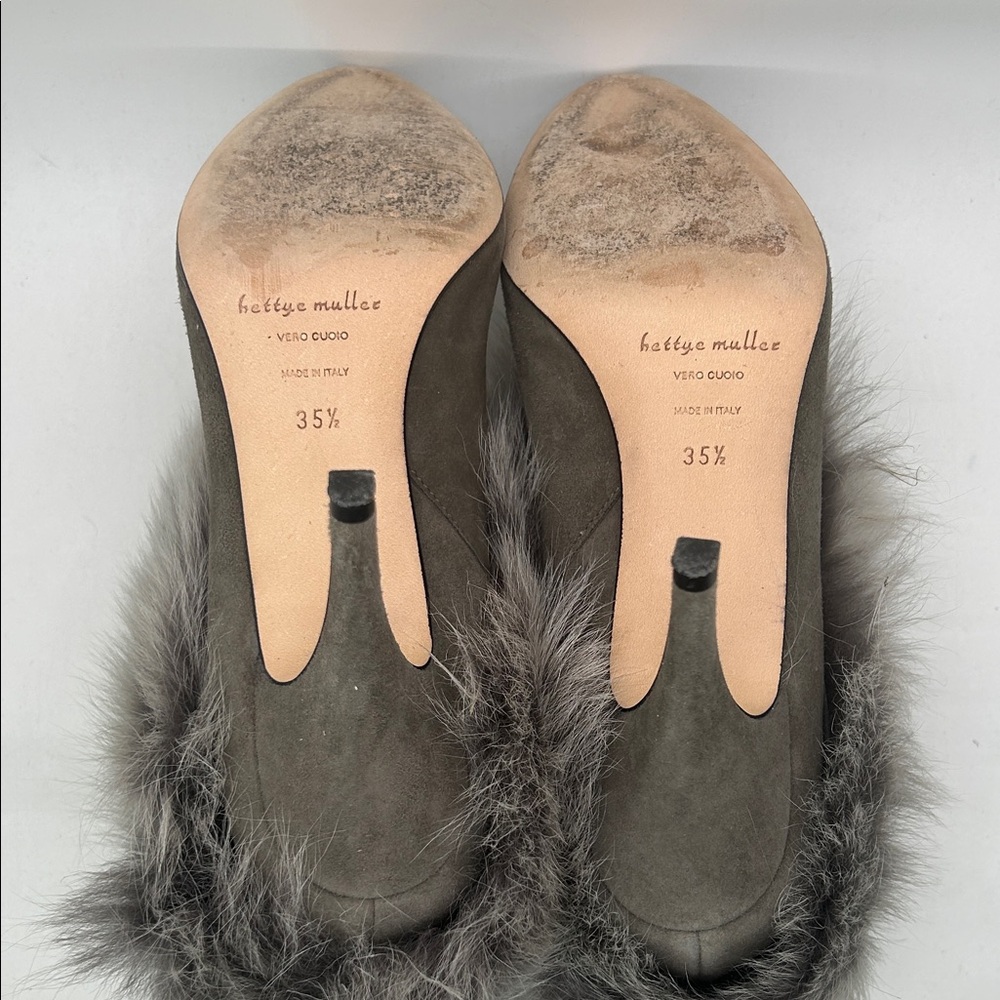 Bettye Muller Gray Fur-Trimmed Ankle Booties Boots Shoes **Size 35.5/US 5.5**🌸🌸 - Picture 7 of 8